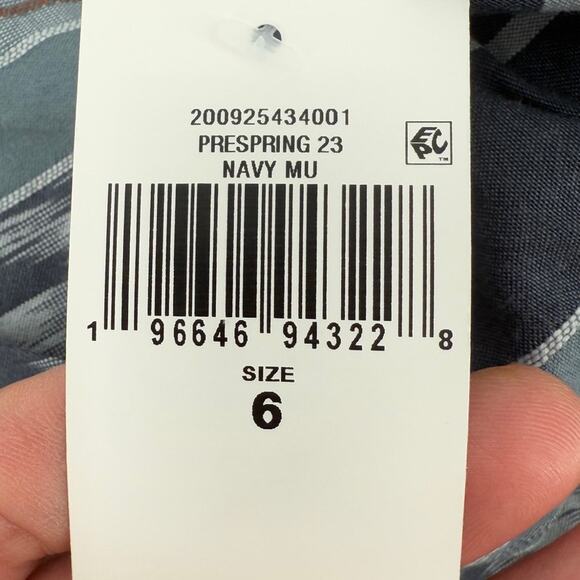 NWT Lauren Ralph Lauren Geo-Stripe Cotton Navy Blue Strapless Blouse Size 6 - Picture 5 of 10